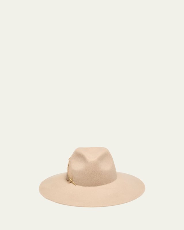 Emmanuelle Feather Trim Wool Fedora